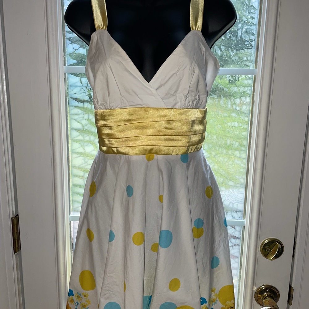 Sleeveless Dress yellow ribbon tie Large